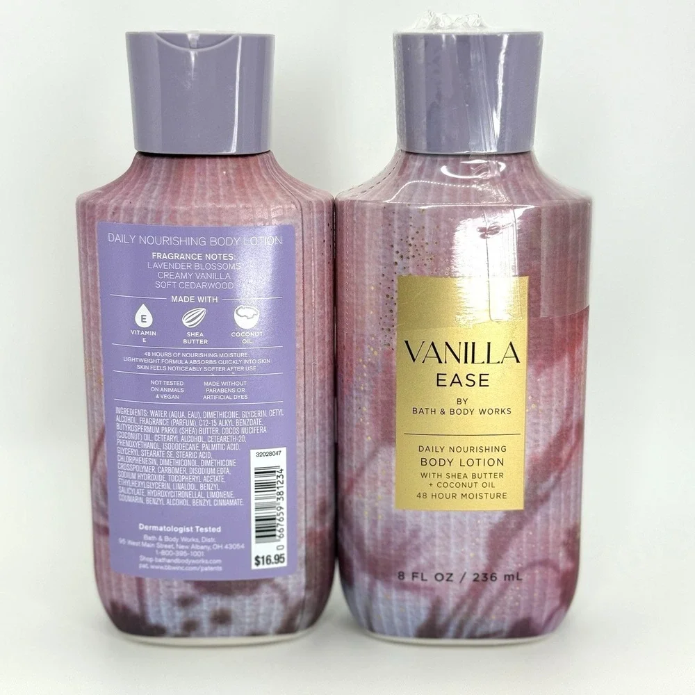 Lot of 2 NEW Bath & Body Works Vanilla Ease Body Lotion 8oz Shea Coconut Oil‎